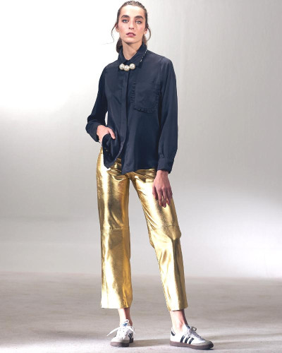 PANTALON CUIR DORADO