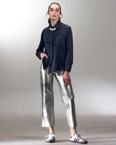 PANTALON CUIR PLATEADO
