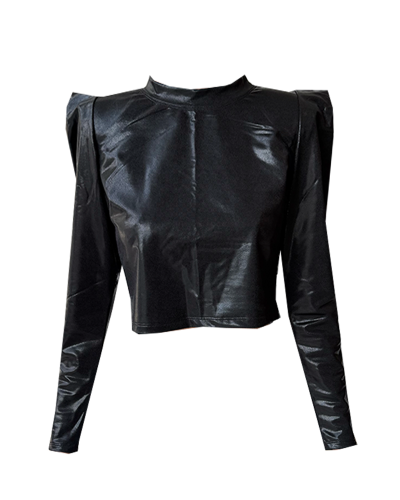 POLERA BOWIE CROP NEGRO METALIZADO