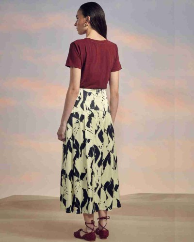 FALDA VENUS ABSTRACT FLOWER ECRU