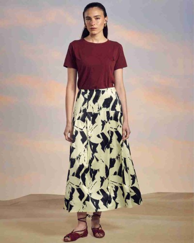 FALDA VENUS ABSTRACT FLOWER ECRU