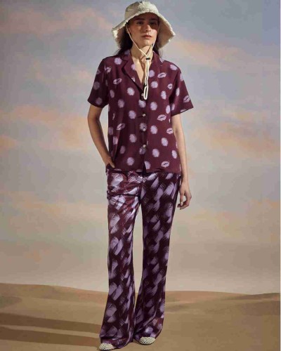 PANTALÓN MAJO DOTS BLUR BURDEOS