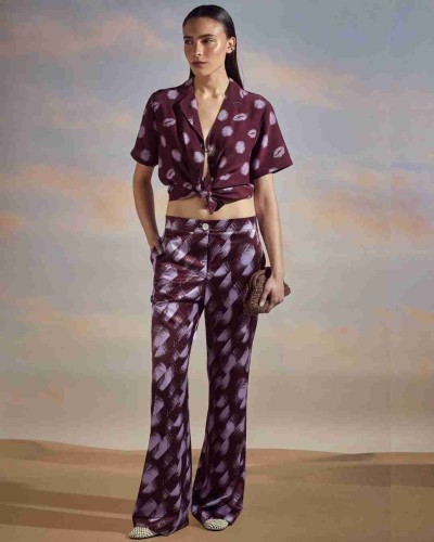 PANTALÓN MAJO DOTS BLUR BURDEOS