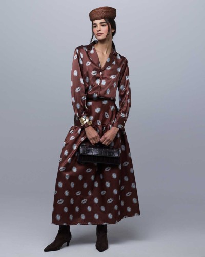 FALDA REPELLER DOTS CAFÉ