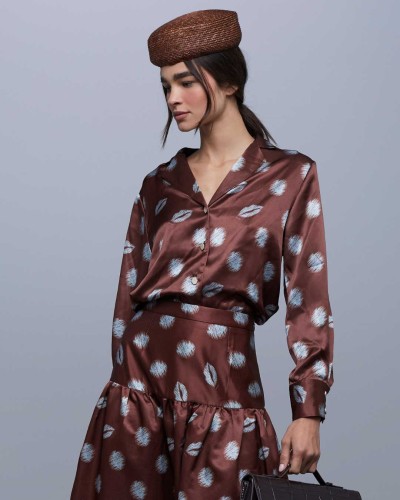 FALDA REPELLER DOTS CAFÉ