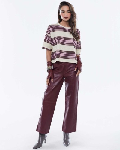 PANTALÓN BOBBY CUERO BURDEOS