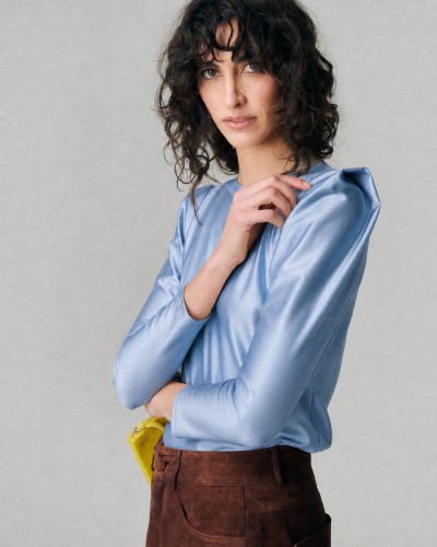 POLERA BOWIE CELESTE