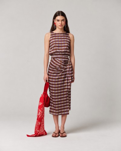 FALDA OLIVE VICHY