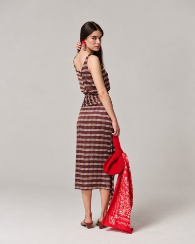 FALDA OLIVE VICHY